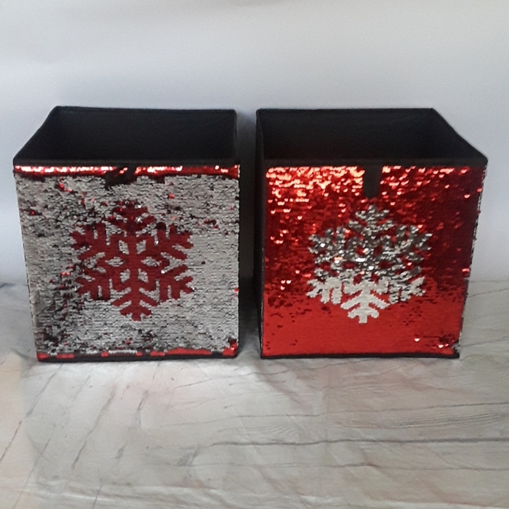 Holiday Sequin Collapsible storage Bin